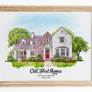 Custom Watercolor House Portrait,Watercolor House Painting,Personalized Housewarming Gift,First Home Gift,Realtor Closing Gift,Home Portrait