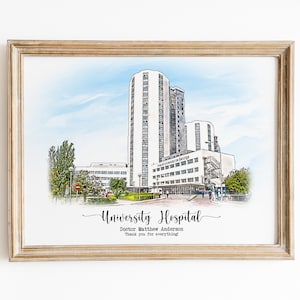 Hospital Portrait Gift, Christmas Gift, Retirement Gift for Doctor,Medical Student Gift,White Coat Ceremony,1st White Coat,Hospital Painting