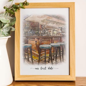 Custom Watercolor Portrait Prom Photo, Where We Met, Where It All Began, Proposal Location, Engagement or Wedding Gift, Custom Anniversary