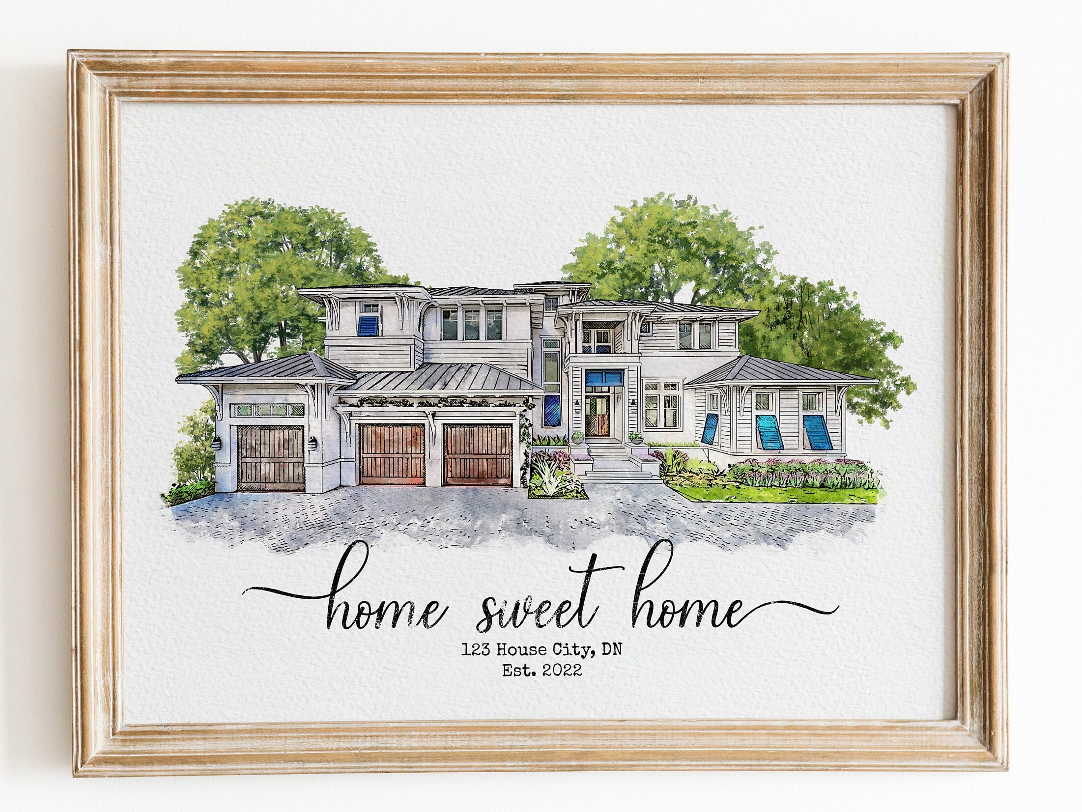Custom House Portrait, Watercolor House Painting, Personalized ...