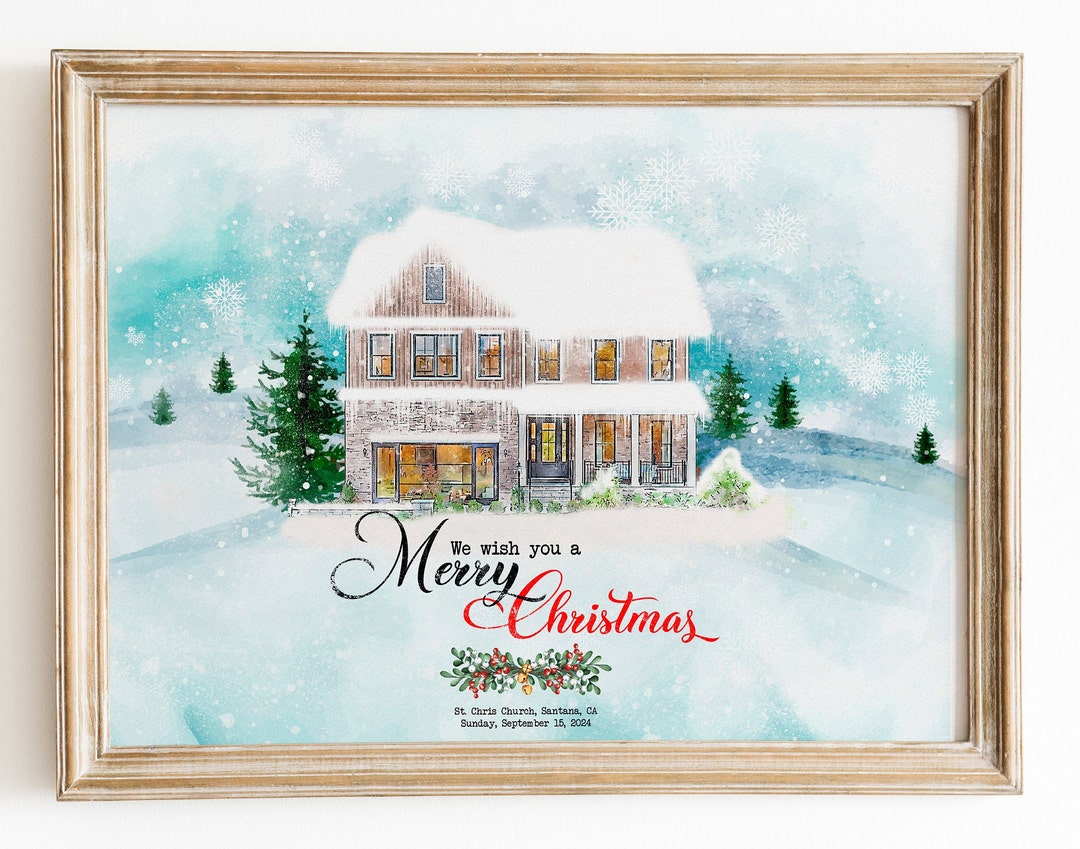 Custom House Picture Into Watercolor for Home, Christmas Gift ...