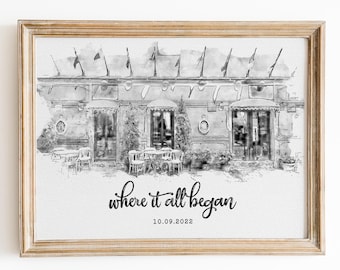 Where It All Began Anniversary Gift, First Date Custom Print,Cute Relationship Gift,Personalized Print Wedding Anniversary Gift,Where we met