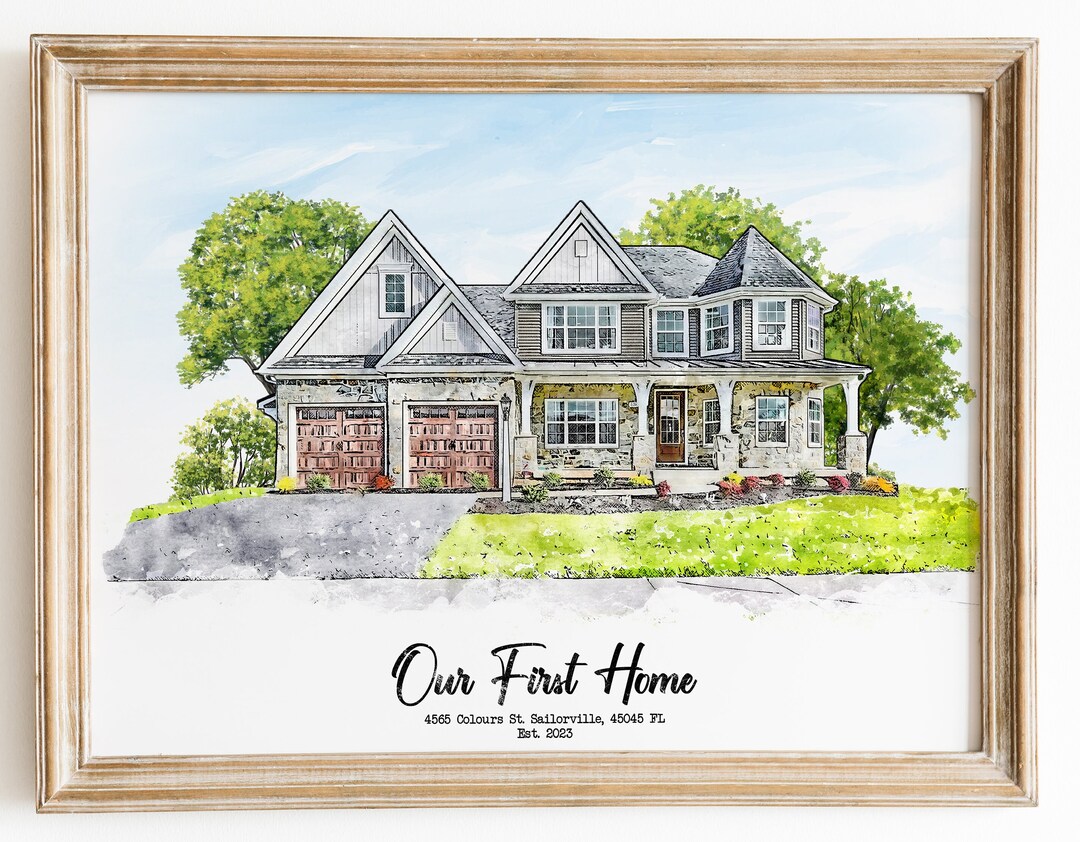Custom Watercolor House Portrait: First Home Gift, Realtor Gift - Etsy
