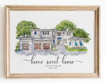 Custom Watercolor House Portrait,Watercolor House Painting,Personalized Housewarming Gift,First Home Gift,Realtor Closing Gift,Home Painting