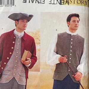 Puede incluir: Un patrón de costura vintage para un traje histórico. El patrón es para un chaleco y pantalones de hombre. El patrón es de Butterick y es de talla 32-34-36. El patrón es para un traje histórico.