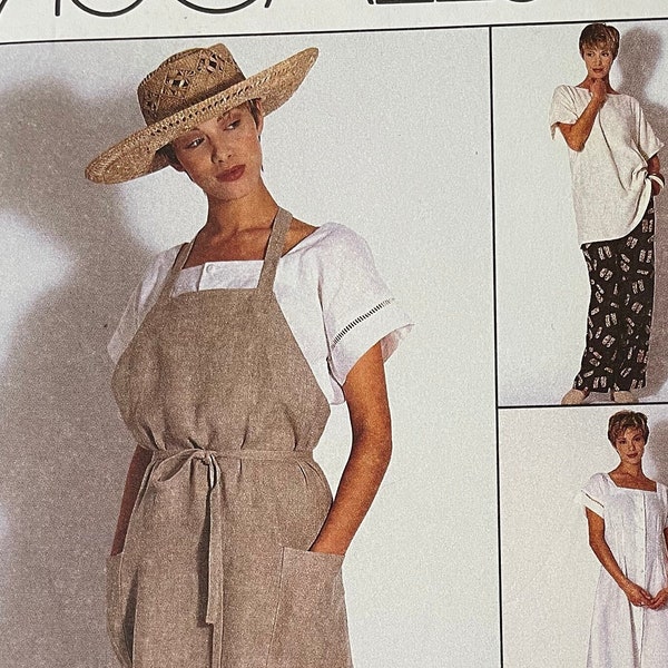 McCall’s 6989, Women’s Size 8, apron-dress, top and pants, uncut  90’s sewing pattern