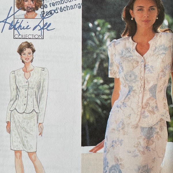 Schlichtes Kleid von Kathie Lee, Damengröße 9613, zweiteiliges Schnittmuster, ungeschnittenes 90er Jahre Schnittmuster