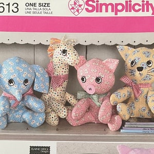 Simplicity 2613, 10-12 Inches Plush Animals, Uncut Craft Sewing Pattern ...