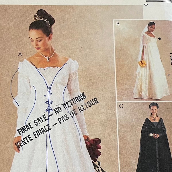 McCalls Pattern #3053 / Women Size B (8-10-12)/ misses-miss petite bridal / robe et robe de demoiselles d'honneur / Renaissance robe ou robe / Costum