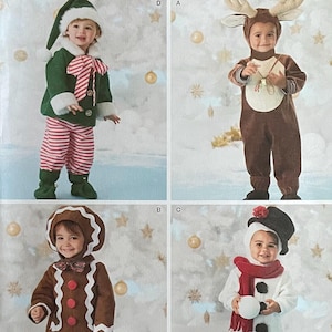 Può includere: Un cartamodello Simplicity per costumi da bambino. Il cartamodello include le istruzioni per realizzare un costume da elfo, da renna, da pan di zenzero e da pupazzo di neve. Il numero del cartamodello è 2537.