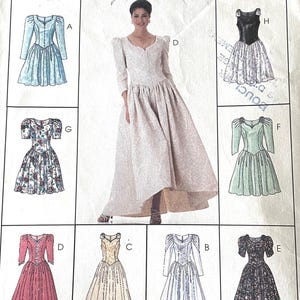 McCall’s 8043, Size (8-10-12) 90’s vintage prom dress, CUT-Complete sewing pattern