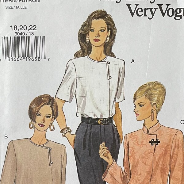 Vogue 9040, Size (18-20-22), women’s top and tunic 2001 uncut sewing pattern