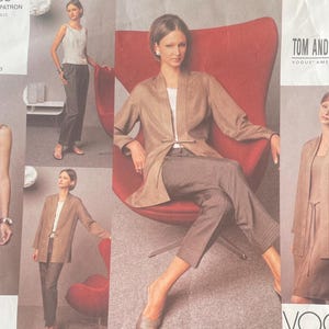 以下が含まれることがあります： Vogue Patterns の縫製パターン、Tom and Linda Platt のデザイン。パターンには、ドレス、ジャケット、パンツが含まれています。表紙には、さまざまな衣装を着た女性が写っています。パターン番号は 2686 です。