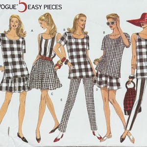 Vogue 2905, taille (6-8-10), haut, jupe fendue, short et pantalon, modèle de couture non-coupé de 1992