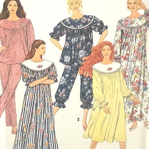 Simplicity 7574 Misses Nightgown Pajamas Pattern All Sizes Uncut 1999 Sleepwear