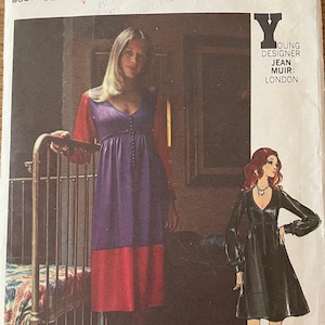 Butterick 6398, tamanho 10, busto 32,5, design Jean Muir London, vestido, corte feminino dos anos 60 - molde de costura completo