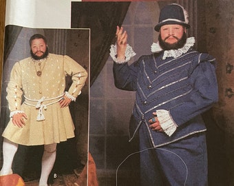 Simplicity 9633,  size (S, M, L)/( XL, XXL), Renaissance king costumes,  mens sewing pattern