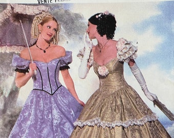 Butterick  6195, Size (6-8-10)/(12-14-16)  petite colonial dresses, women’s sewing pattern