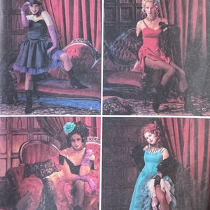 May include: A vintage sewing pattern for a costume. The pattern is for a saloon girl costume and includes four different looks. The pattern number is 3674 and the size is AA (0-8-10-12).