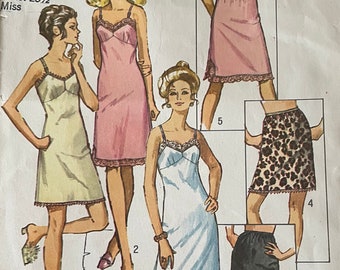 Simplicity Pattern 9115, Women’s Size 12, bust 34,  slip and half slip in two lengths, 70’s vintage