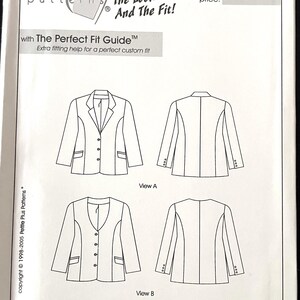 Petite plus sewing pattern, size (14-24), princess seam blazer, women’s Uncut 1998