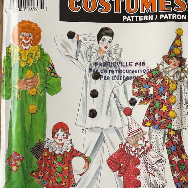 Simplicity Pattern 0664, BB kids (2-12), Clown Costumes, 90’s  vintage