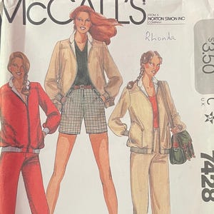 McCall’s 7428, storlek (12), jacka, byxor och shorts, 1981 oklippt sömnadsmönster