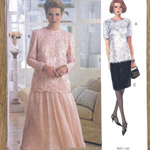 Vogue 8635, Size (14-16-18), Misses' Top And Skirt, Uncut 1993 sewing pattern