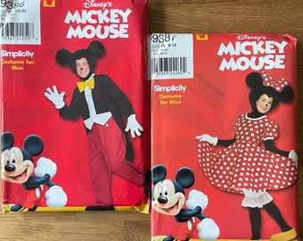 Simplicity 9386 or 9387 Adults Mickey or  Minnie Mouse costumes  2000 sewing pattern