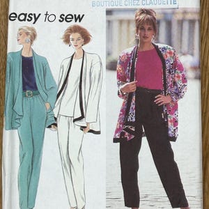 Simplicity 8228, Women&#39;s Size (6-8-10-12-14-16), Misses&#39; Pants, Top And Loose-fitting unlined jacket, 1992 Uncut sewing pattern