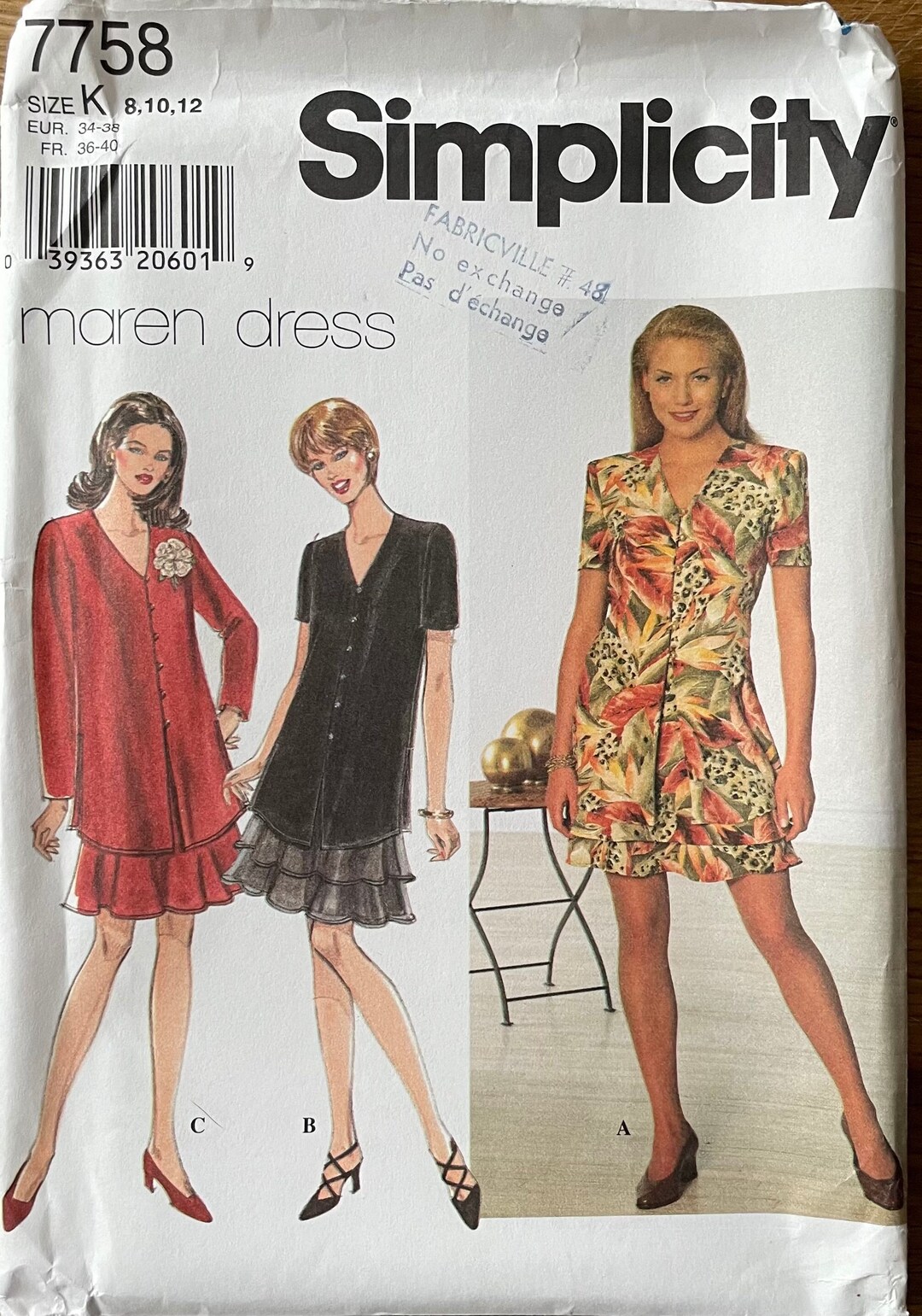 Simplicity 7758, Size (8-10-12), Petite Maren Dresses Uncut 1997 Sewing Pattern - Etsy Simplicity 7758, Size (8-10-12), Petite Maren Dresses Uncut 1997 Sewing Pattern - Etsy