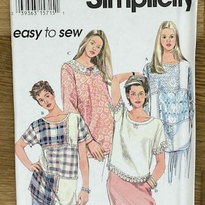 Puede incluir: Patrón de costura Simplicity número 9112, fácil de coser, para las tallas XS, S y M. El patrón incluye cuatro estilos diferentes de blusas con ribetes de encaje y detalles de patchwork.