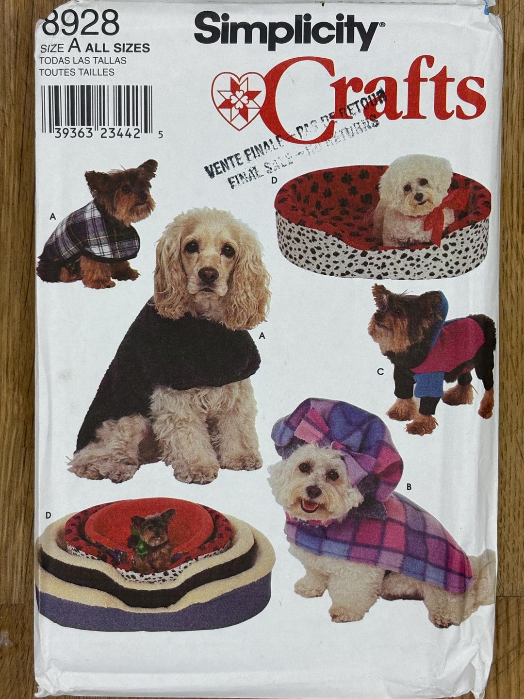 Patrón de costura sin cortar Simplicity Crafts 8928, fundas y