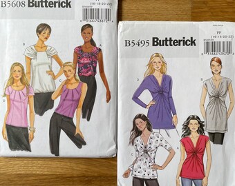 Butterick 5495/5608, Size (16-18-20-22) pick your women’s sets of pullover tops, uncut sewing pattern