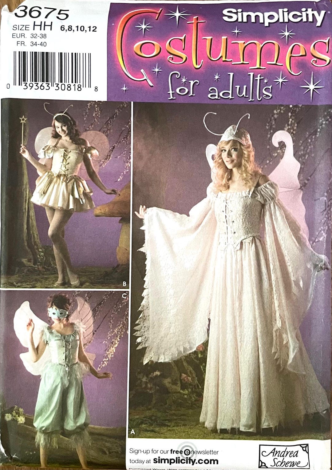 Simplicity 3675/0535 Size (6-12), Misses' Fairies Costumes, Uncut ...