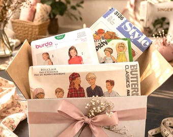 Mystery Box of 10 Vintage Kids Sewing Patterns | Sizes 0-6 or 6-12 | Curated Destash