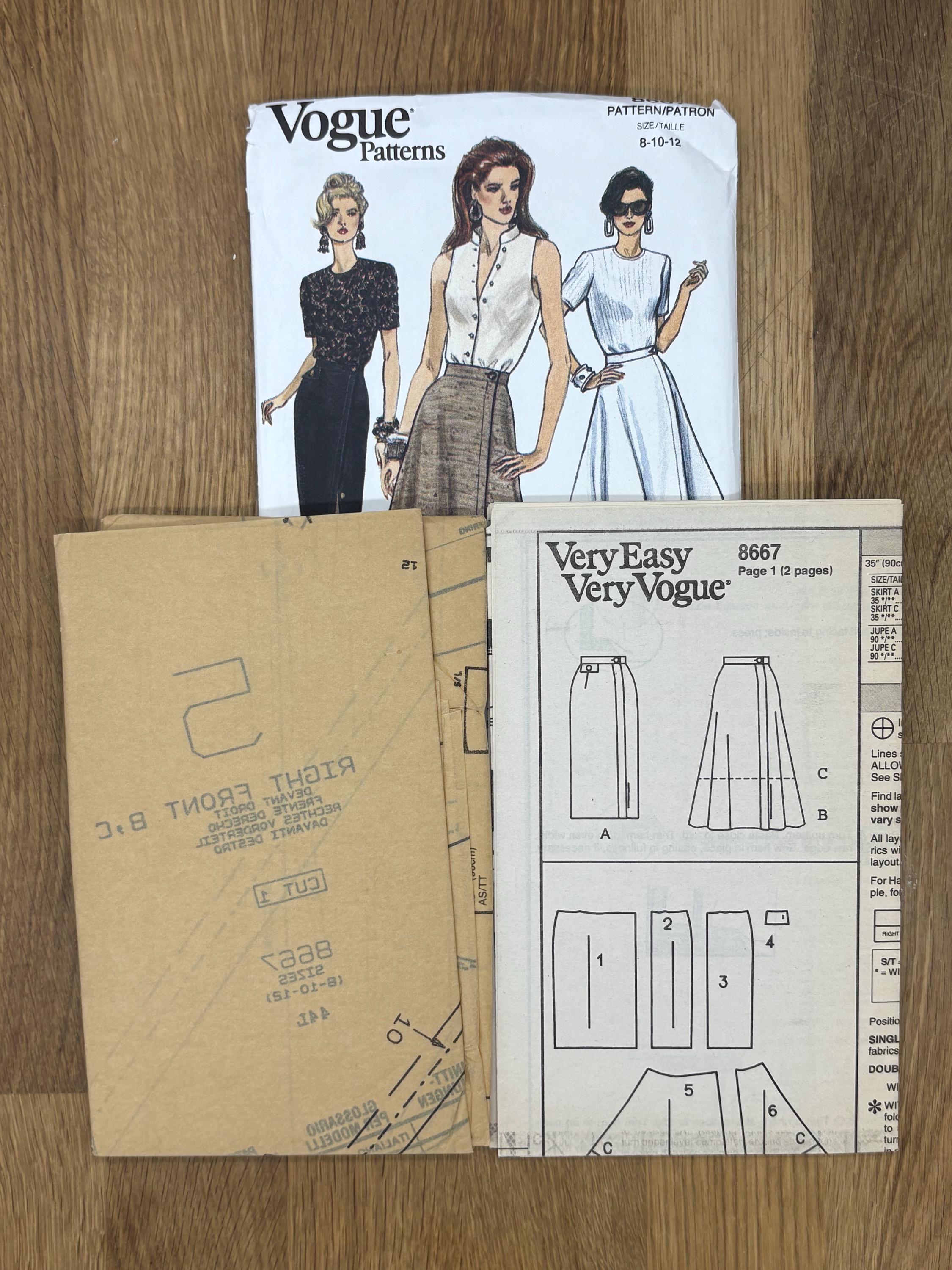 Vogue 8667, Size (8-10-12), Misses' Skirt, Uncut 1993 Sewing