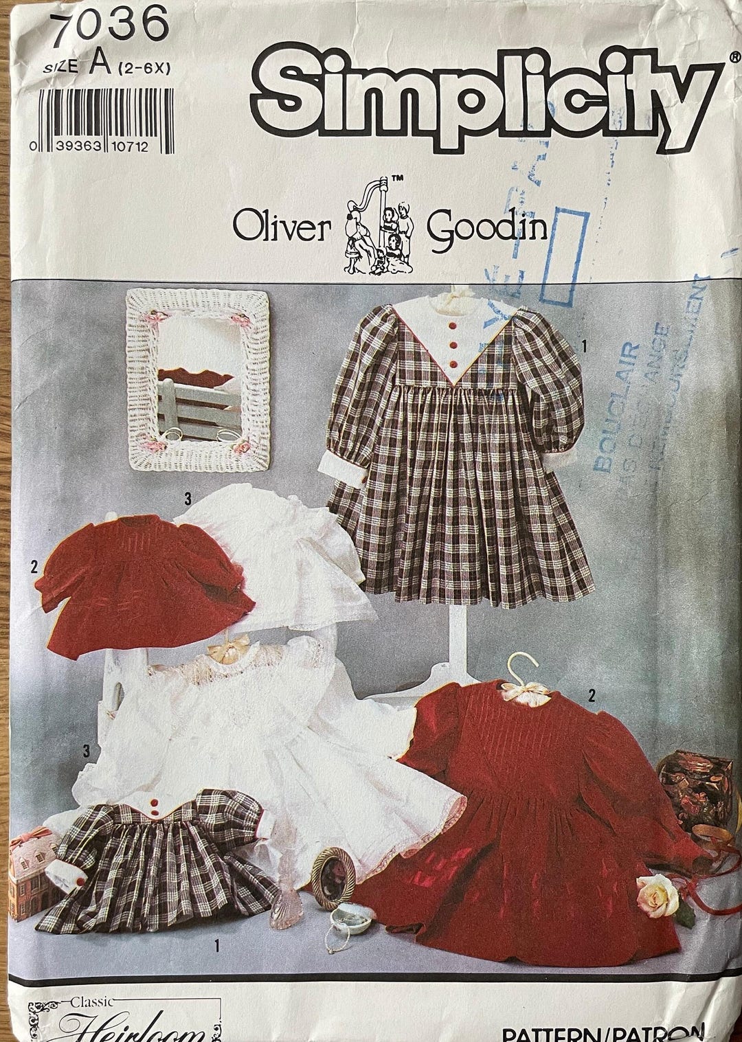 Simplicity R10706 Simplicity 7036, (2-6X), Dresses and Doll Clothes, Kids Uncut 1990 ...