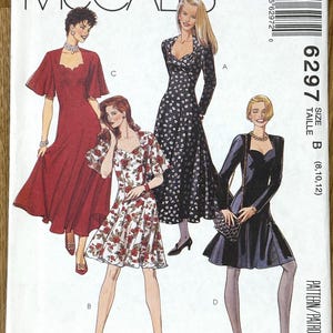 McCall’s 6297, Size (8-10-12), Misses&#39; Dress In 2 Lengths, 1992 Uncut sewing pattern