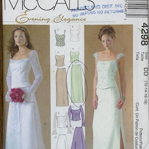McCall’s 4298, Size (12-14-16-18), Misses&#39; Petite Lined Tops And Skirt, 2003 Uncut sewing pattern