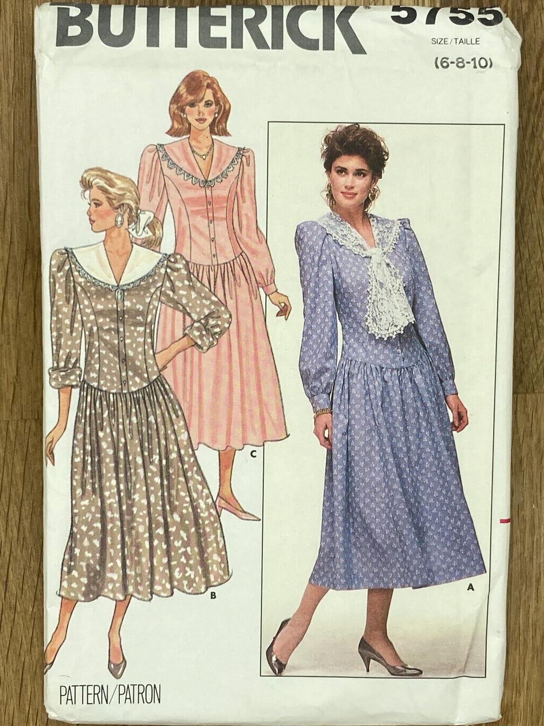 Butterick 5755, Size (6-8-10), Misses' Dress, 1987 Uncut Sewing Pattern ...