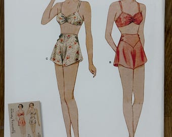 Patrón de costura retro sin cortes Simplicity 8510, talla 12-20, sujetador y bragas vintage, años 30