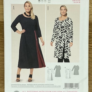 Patrón de costura Burda 6621, talla de mujer (18-28), vestido entallado, sin cortar