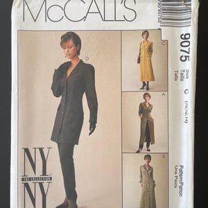 Patrón de costura sin cortar de 1997, McCall’s 9075, talla (10-14), Trajes de otoño para señoritas, colección NY NY