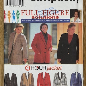 Simplicity 9711, Women&#39;s Size (18W - 24W), Misses&#39; Jacket, 1996 Uncut sewing pattern