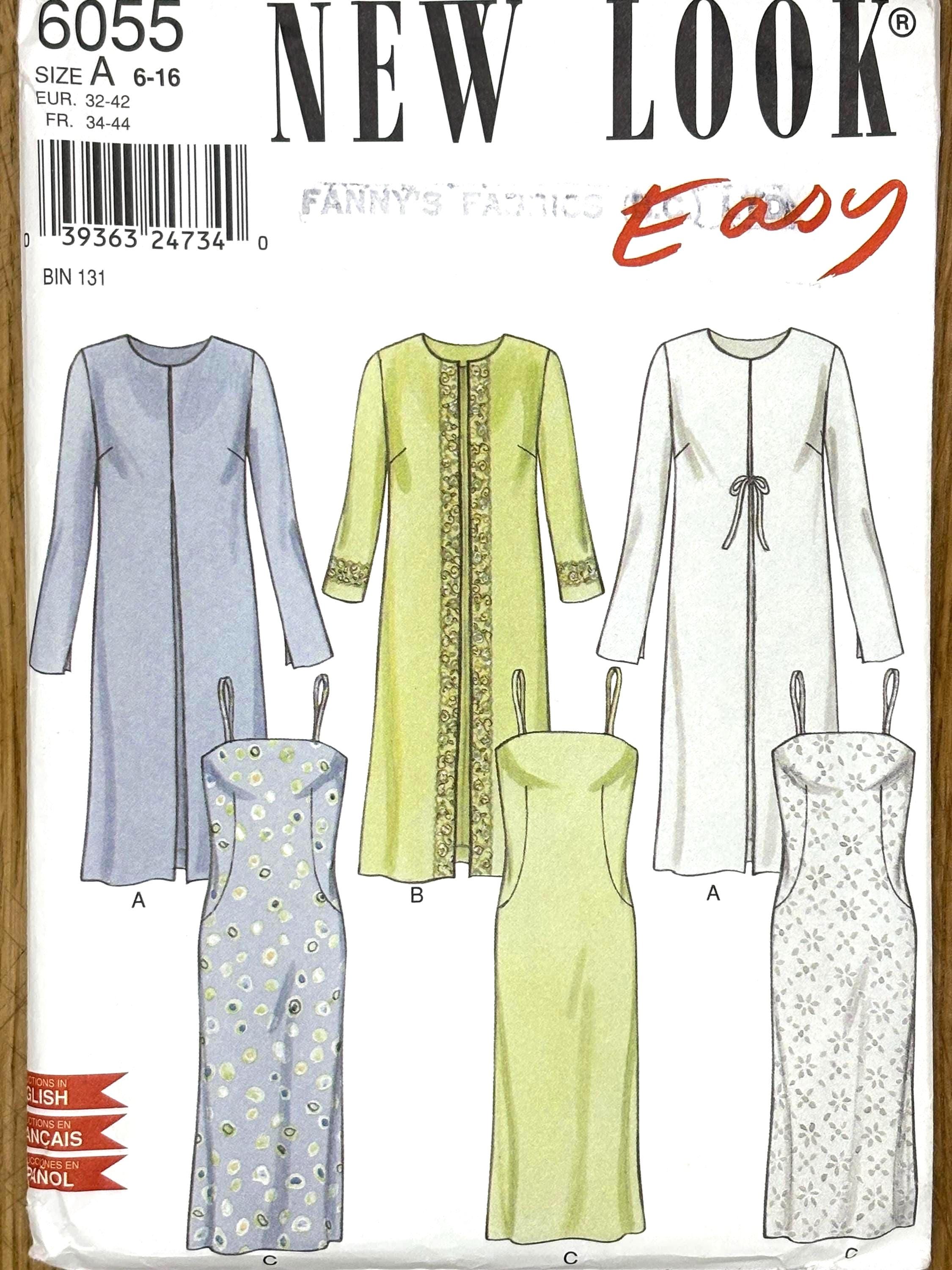 New Look 6055, Size (6-16), Dress and Duster , UNCUT 90's Sewing