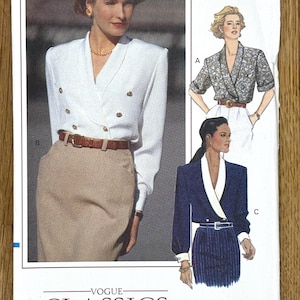 Vogue 7974, women&#39;s size (8-10-12), Misses&#39; Blouse, Uncut 1991 sewing pattern
