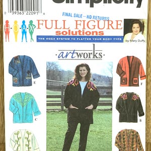 Simplicity 8355, Size (18W-24W), Misses' Jacket, 1998 Uncut sewing pattern