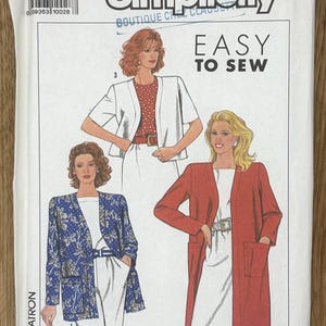 Simplicity 9568, Women&#39;s Size (6-8-10-12-14), Misses&#39; Unlined Jacket**French Instruction Only**, 1990 Uncut sewing pattern