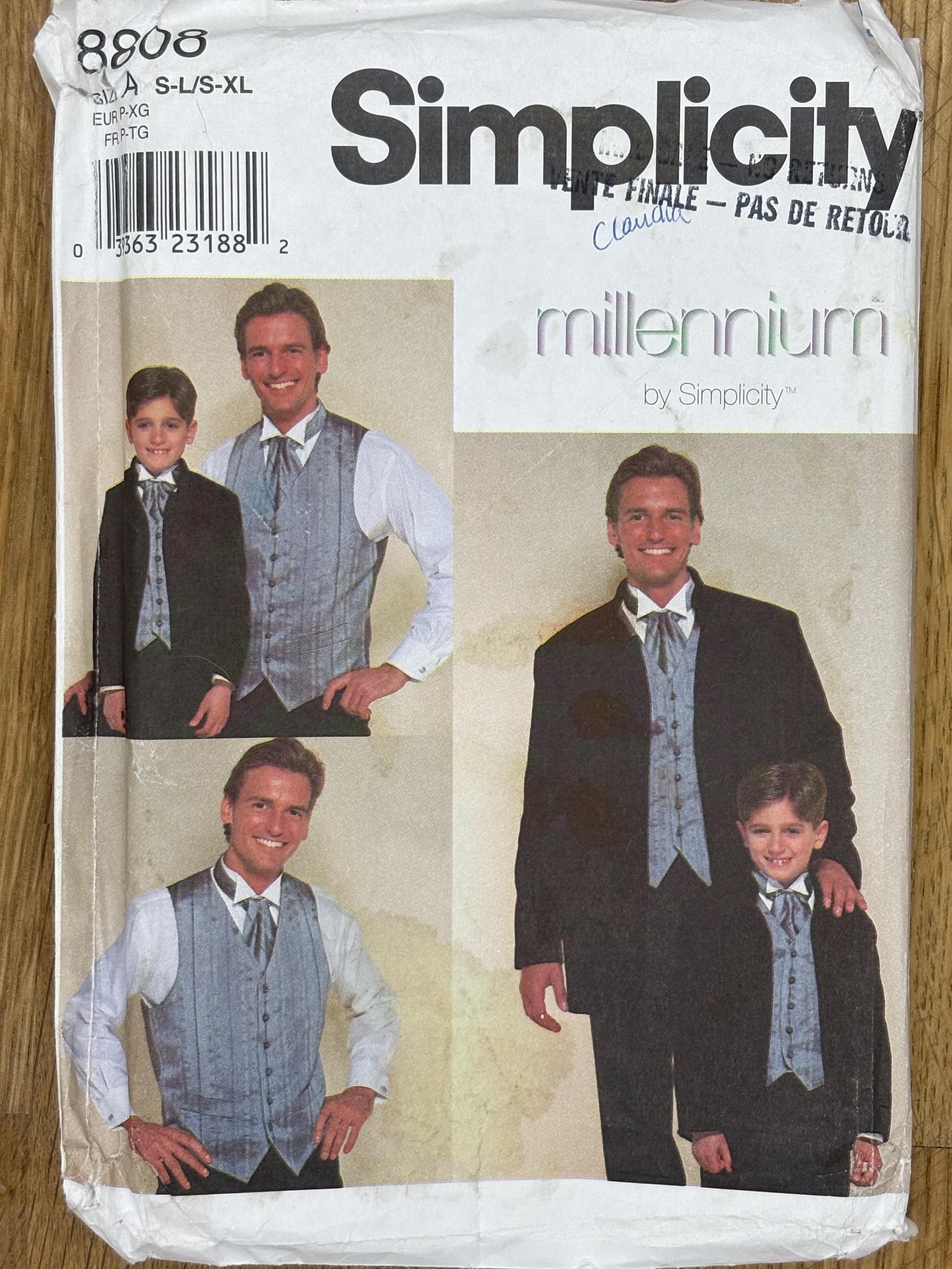 Simplicity 8808, Boys' And Men's Size (4-9 & 34-48), Jacket, Vest And Ascot ,  Uncut sewing pattern